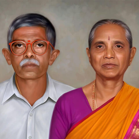 Couple Digital Portrait Painting by Oilpixel