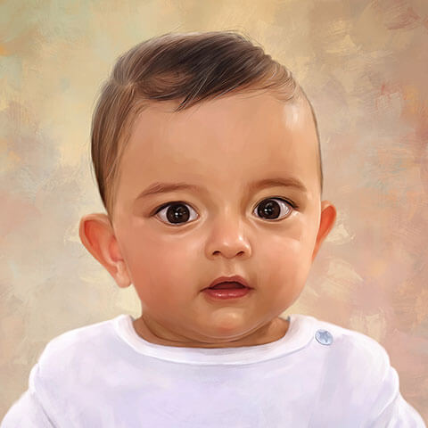 Small Kid Digital Portrait Painting by Oilpixel