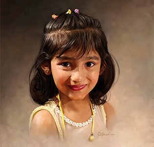 Kid Digital Portrait Painting by Oilpixel