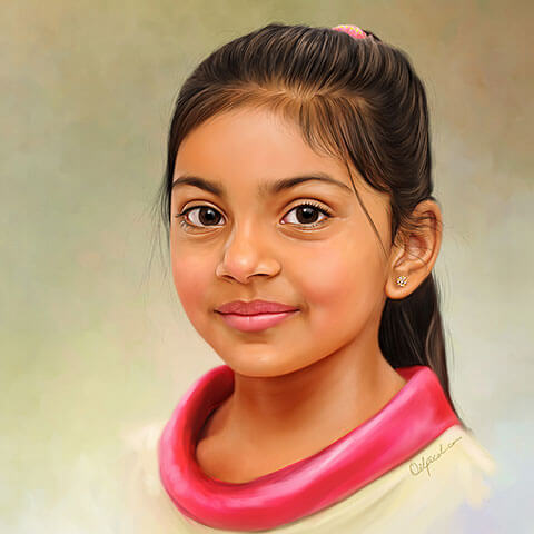 Child Digital Portrait Painting by Oilpixel