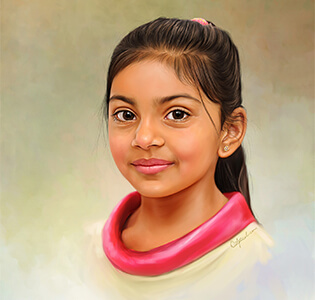 Child Digital Portrait Painting by Oilpixel
