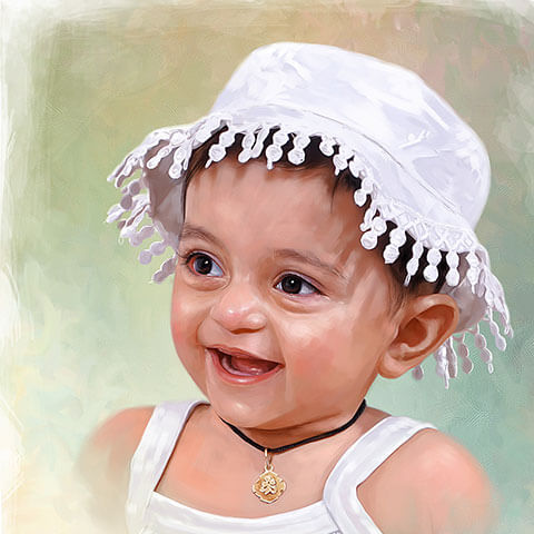 Small Kid Digital Portrait Painting by Oilpixel