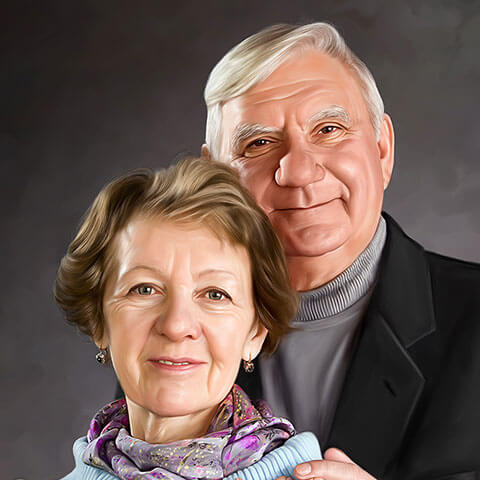 Couple Digital Portrait Painting by Oilpixel