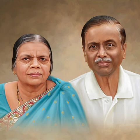 Couple Digital Portrait Painting by Oilpixel