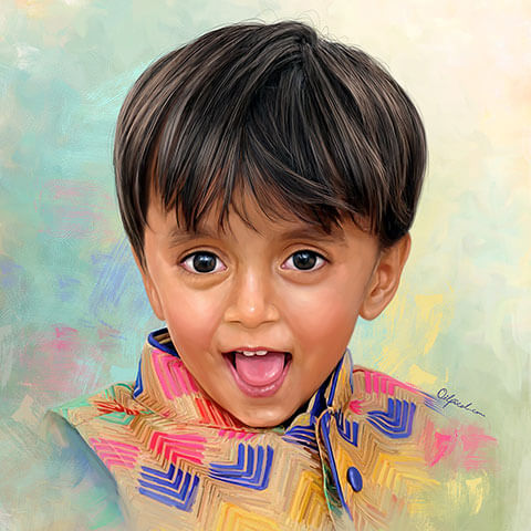 Kid Digital Portrait Painting by Oilpixel