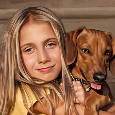 Kid Digital Portrait Painting by Oilpixel