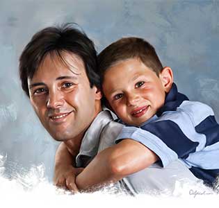 Fathers Day Celebration Digital Portrait Painting by Oilpixel