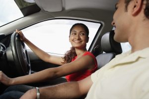 Couple in car going on a long drive