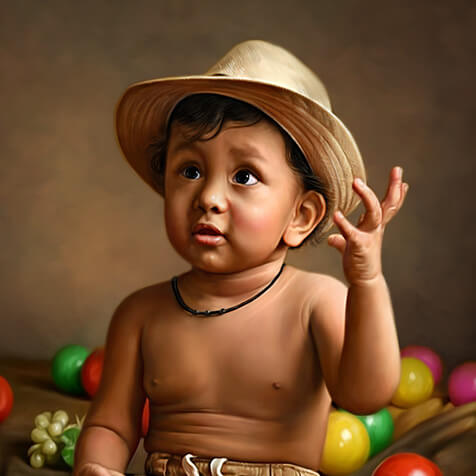 Oil portrait painting of a child