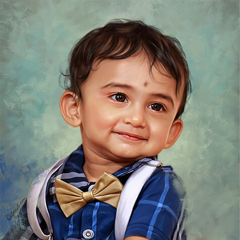 Oilpixel paint kid digital painting with cute smile